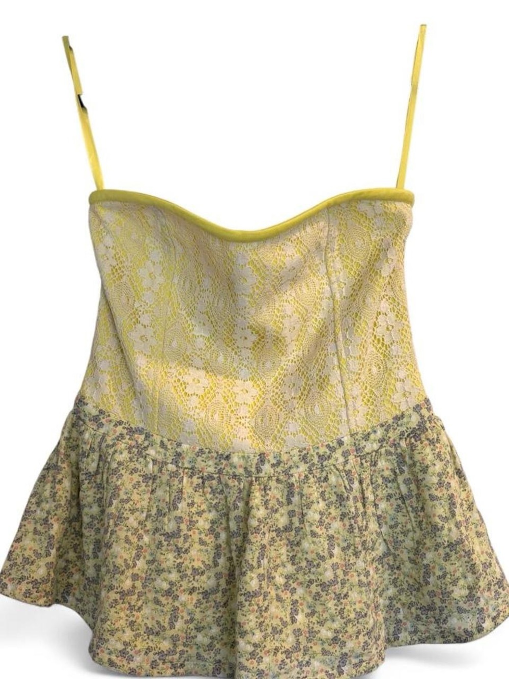 LUCCA COUTURE | Yellow Floral Print babydoll Strapless Size: M